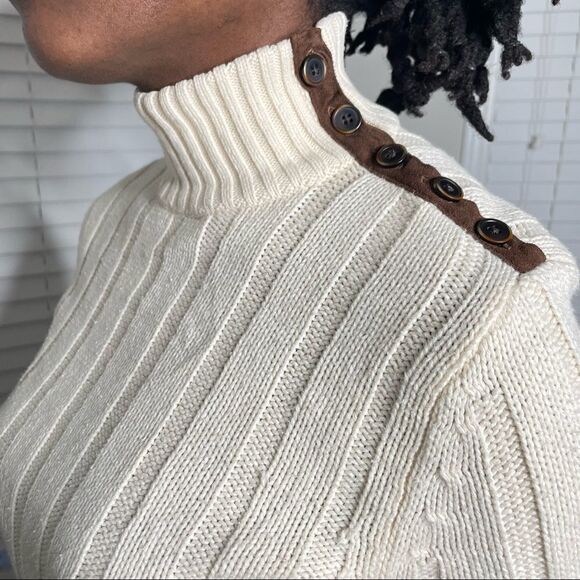 Revolve Ralph Lauren Jeans Ribbed Cream Turtleneck Sweater - Picture 7 of 15